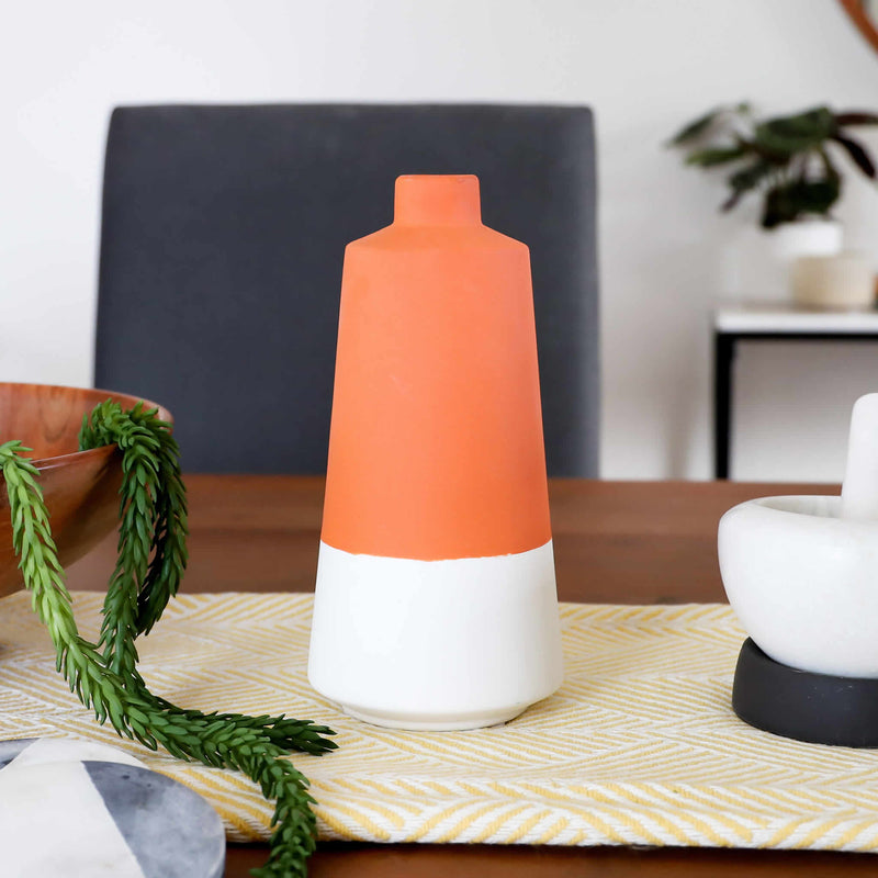 Duo Orange and White Tall Vase