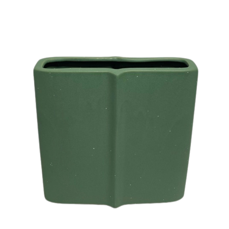 Green Wide Vase with Bevel