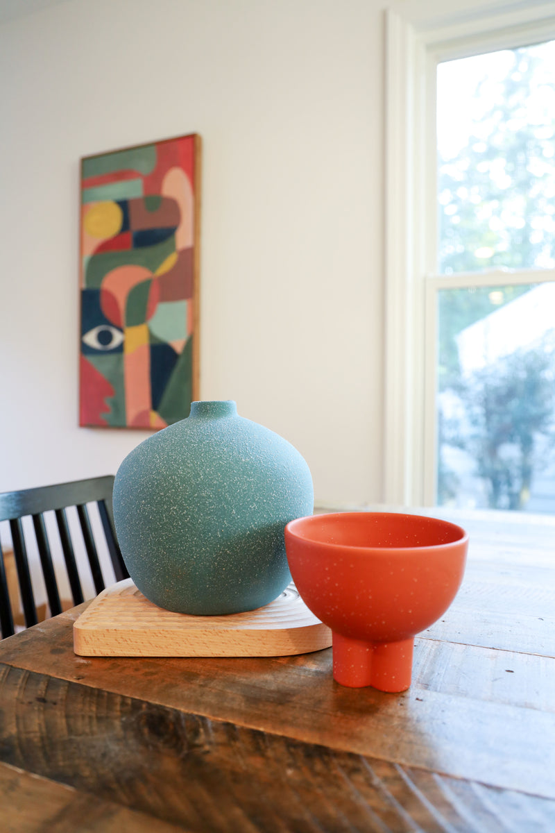 Small Speckled Orange Compote Bowl