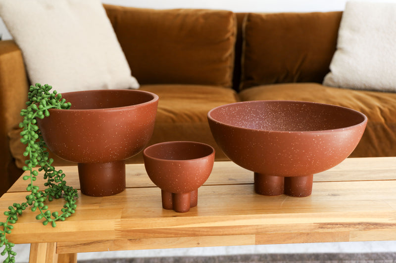 Large Speckled Brown Compote Bowl