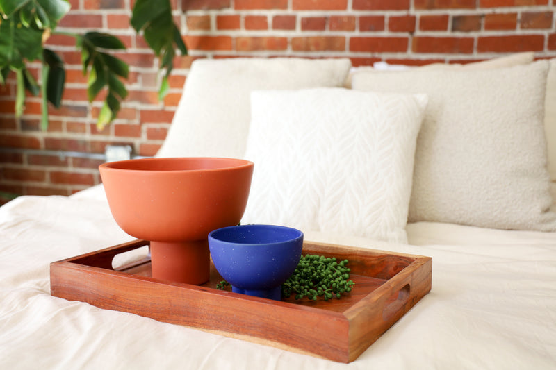 Orange Speckled Medium Compote Bowl