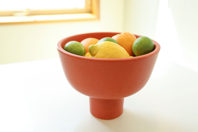 Orange Speckled Medium Compote Bowl