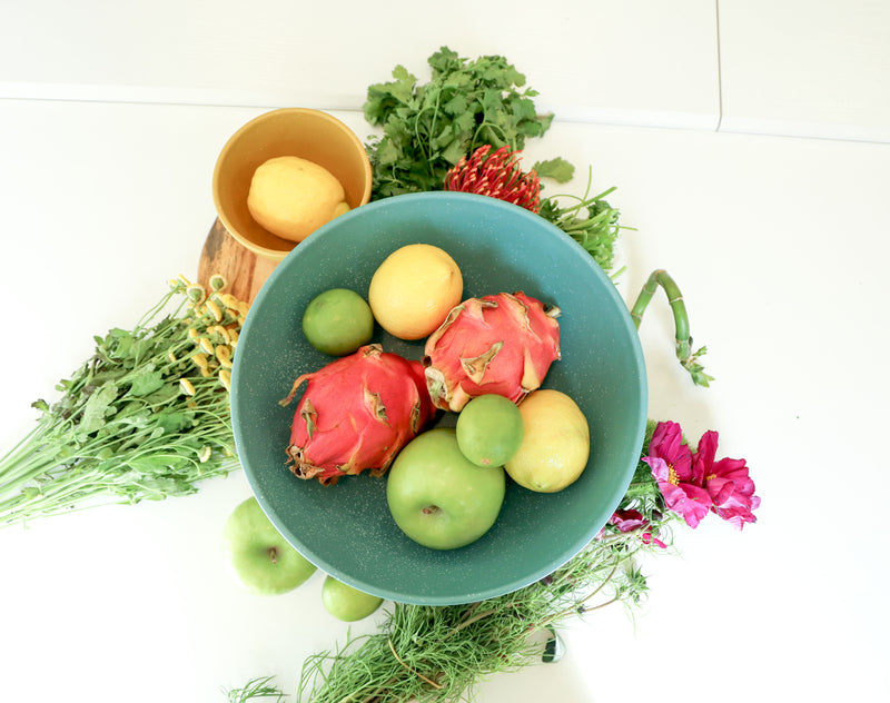 Large Speckled Teal Compote Bowl