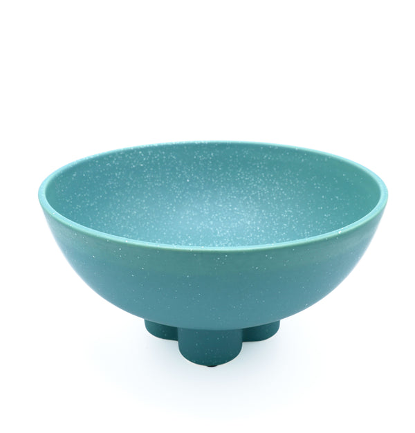 Large Speckled Teal Compote Bowl