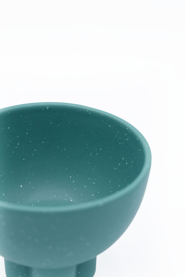 Small Teal Speckled Compote Bowl