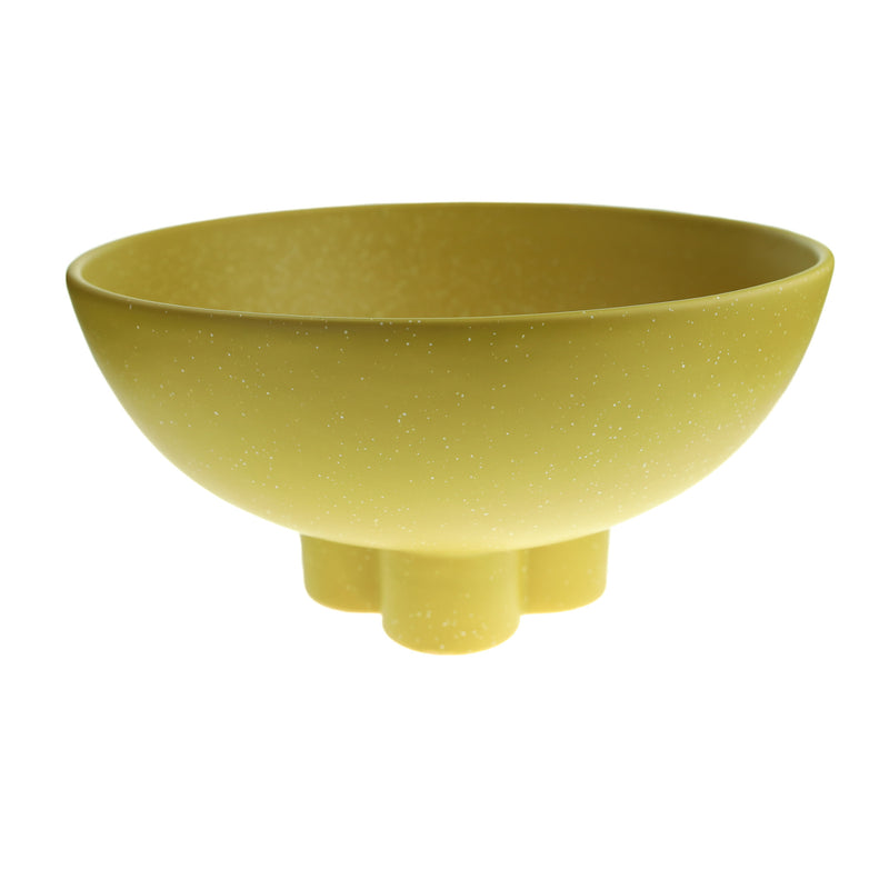 Large Yellow Speckled Compote Bowl