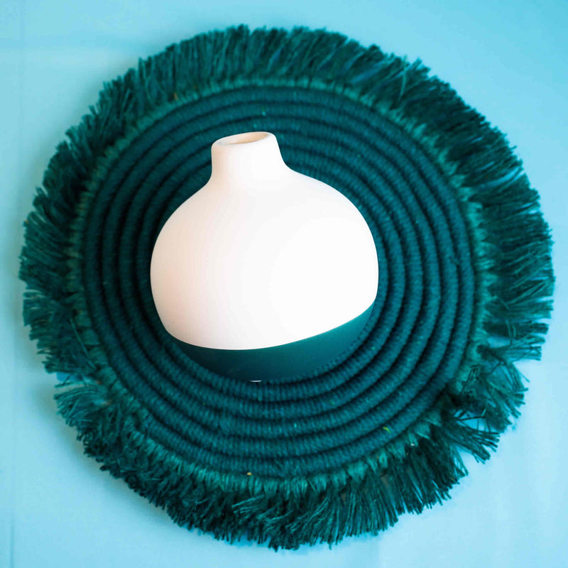 Duo Teal and White Round Vase